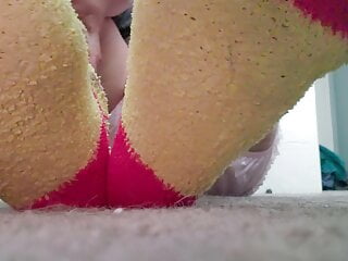 Fuzzy yellow socks pov