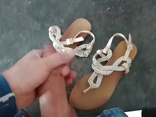 Cum on her beautiful summer sandals