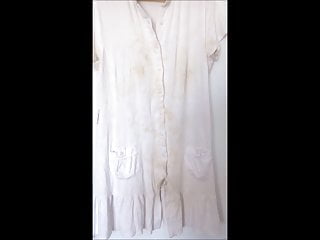 many cumshots on white dress