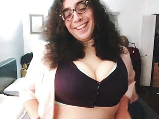 Fake tits tranny dances and begs to be let out of chastity