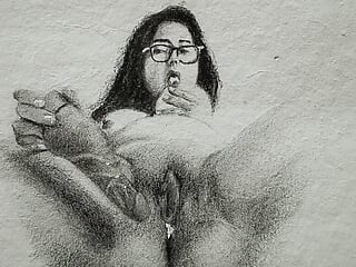 Erotic Art Of Sexy Latina Babe Masturbating with a Big Dildo Lofi ASMR