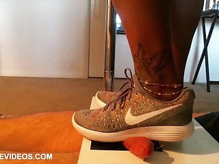 Cock box crushing and trampled in sneakers until cum
