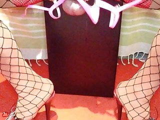 SISSY SHOW CHANGE OF SHOES WITH HEEL MASTURBATION COCK CAGE