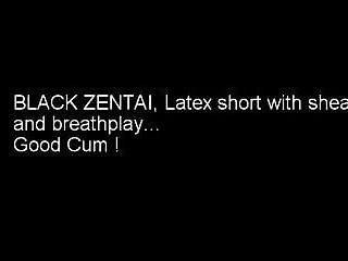 Black Zentai, penis shaeth and breathjplay