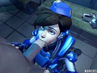 Naughty Tracer sucking and fucking hard and raw