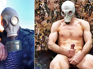 Russian SOLDIER hides in a military bunker and JERKS off his army dick