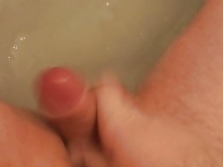 Enjoying my big fat balls in hot bath (no cumshot) 