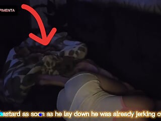 naughty milf shares the couch with young! young man came to spend the weekend at her house, and she shares the couch with him