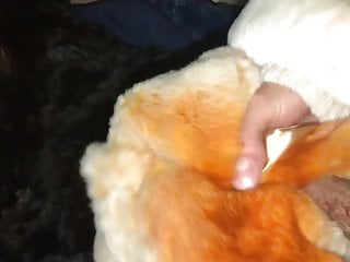 super soft Rex Rabbit makes me cum on a rabbit fur coat
