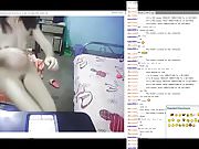 Chatting with nerdy asian girl - showing her legs and shoes