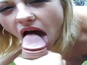 Sequential Cumshot On Hot Blondie With Pierced Tongue