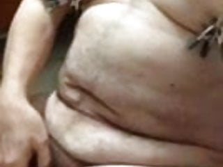 Artemus Man Tits Nipple Clamps Cum