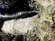 Outside in the woods in my spike heele crotch boots