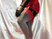 THE SHOW SISSY SLUT IN BLACK AND RED WITH FINAL SAW