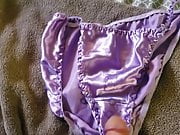 Cumming on neighbors purple satin panties 