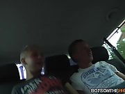 Pair of amateur twinks get picked up and they bone in a van