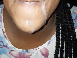 Ebony Swallow Cum