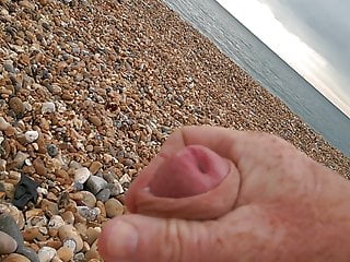 wanking on beach