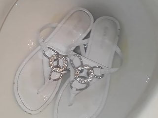 White sandals pissed for mcmule...