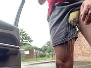 Peeing and cumshot on carpark 
