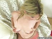 British milf Ashleigh squeezes her leaking nipples