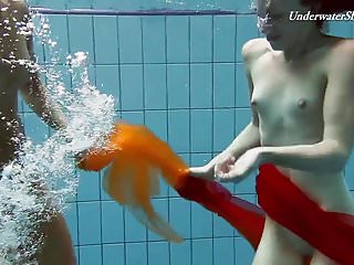 Teen Lesbian, Swimming, Bikini, Two Redheads