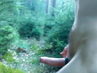 Wanking and edging in the woods...