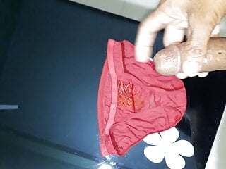 Cum on red panties...