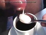 DRINKING A COFFEE-MILK