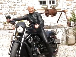 Hot Leather Granny Biker...