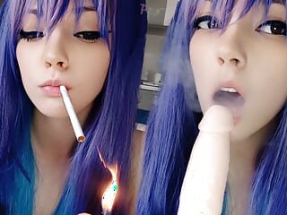 Adorable Anime Egirl Smoking and Teasing your cock (ask me for full vid)