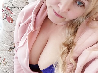 Teasing and flashing my big tits, Blond hair blue eyes tease