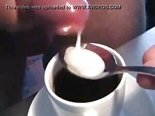 Drinking a coffee milk...
