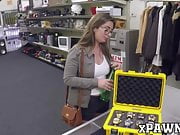 Hottie drives a hard bargain and fucks in the pawnshop