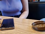 I flash my natural breasts in public at a McDonald's restaurant