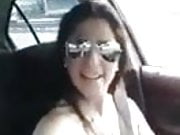 Happy MILF Driving Topless 