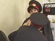 Brunette Shorthair BBW Russian Police Officer Fucks