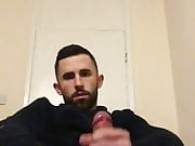 Bearded guy jerking huge