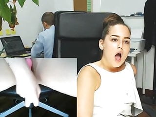 Secretary masturbating in her office while others working