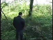 French Grannie hard sex with young man in woods