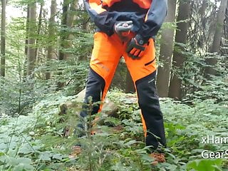 Forest Worker In Husqvarna Gear