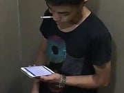 Asian boy caught jerking and cumming at the restroom