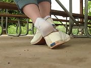 Jasmine under table Keds shoeplay dangle PREVIEW