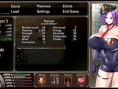 Karryn's Prison PornPlay Hentai game Ep.14 she get a powerful anal female orgasm when she finger herself