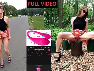 Public flashing and pissing in the Park with a Remote Vibrator