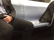 Str8 men bulge in metro