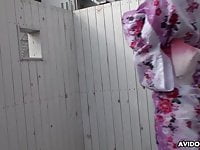 Japanese lady in a kimono, Miharu Kai sucks dick, uncensored