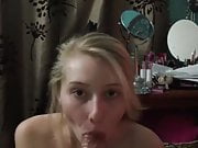20yr old Jenny swallowing cum out of a big cock