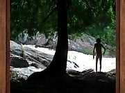Naked hiking along Red Granite Falls