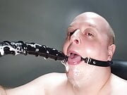 Sloppy Deepthroat 18 inch dildo with mouth gag ring